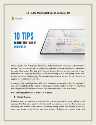 10 Tips to Make Most Out of Windows 10