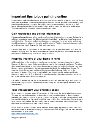 Important tips to buy painting online