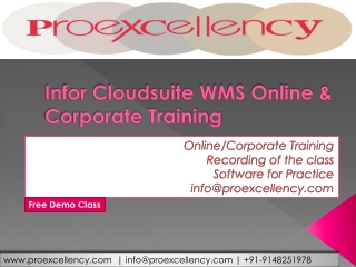 Proexcellency provides Infor Cloudsuite WMS Online Training.