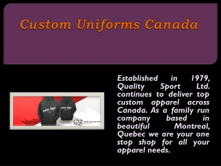 Custom Uniforms Canada