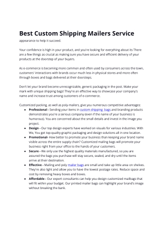 Best Custom Shipping Mailers Service.