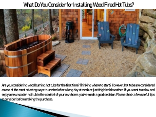 Installing Wood Fired Hot Tubs - Northern Lights Cedar Tubs