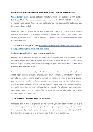 Connected Care Market Share, Region, Applications, Drivers, Trends and Forecast to 2027