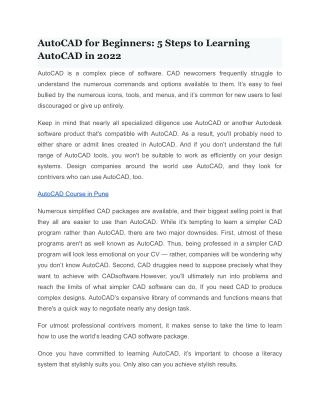 Best AutoCAD Classes in Pune