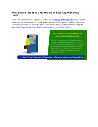 What Should I Do If You Are Unable To Cash App Withdrawal Limit