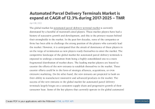 Automated Parcel Delivery Terminals Market Overview 2025