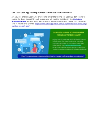 Can I Use Cash App Routing Number To Find Out The Bank Name?