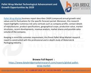 Pallet Wrap Market Technological Advancement and Growth Opportunities by 2029