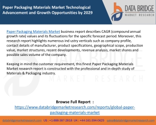 Paper Packaging Materials Market Technological Advancement and Growth Opportunities by 2029