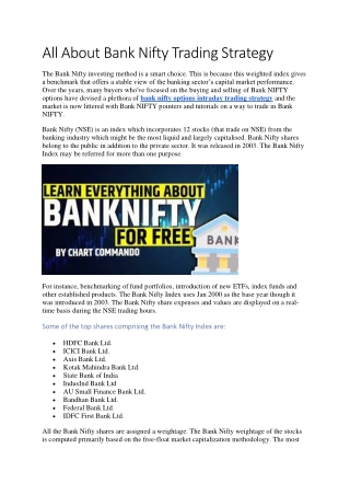 All About Bank Nifty Trading Strategy