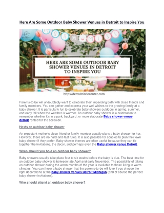 Here are some outdoor baby shower venues in Detroit to inspire you