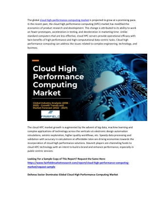 Cloud High Performance Computing Market Growth Prospects by 2027 – TOP Vendors