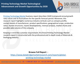 Printing Technology Market Technological Advancement and Growth Opportunities by 2028