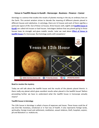Effect of Venus in Twelfth House in Kundli - Horoscope - Business