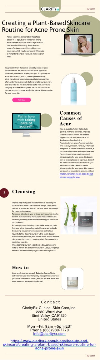 Creating a plant based skincare