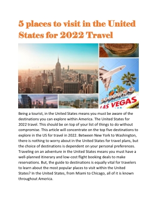 5 places to visit in the United States for 2022 Travel