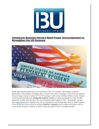 Immigrant Business Owners Need Proper Encouragement to Strengthen the US Economy