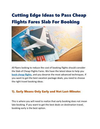 Cutting Edge Ideas to Pass Cheap Flights Fares Slab For Booking