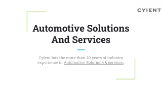 Automotive Solutions And Services | Cyient