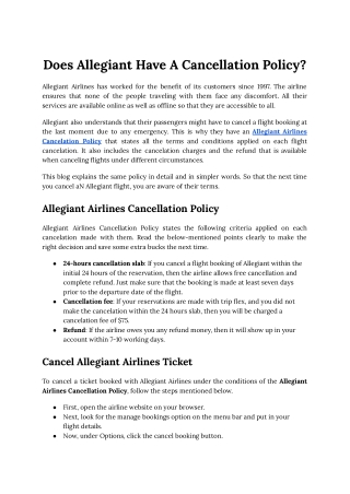 Does Allegiant Have A Cancellation Policy?