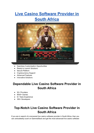 Live Casino Software Provider in South Africa