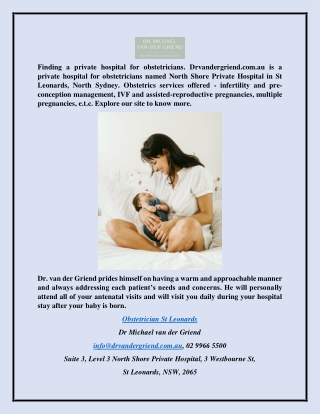 Obstetrician St Leonards Drvandergriend.com.au