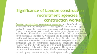 London construction recruitment agencies