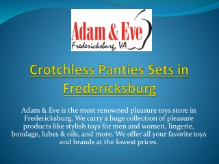 Crotchless Panties Sets in Fredericksburg