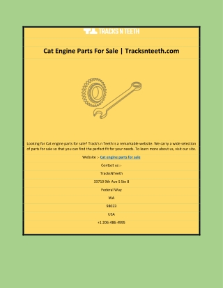 Cat Engine Parts For Sale | Tracksnteeth.com