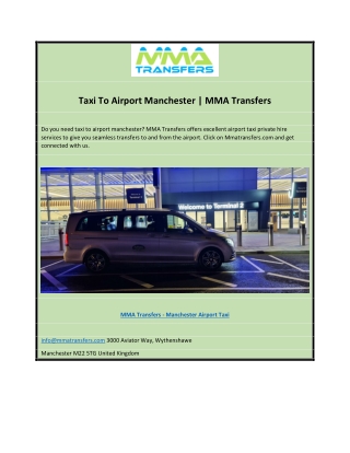 Taxi To Airport Manchester | MMA Transfers