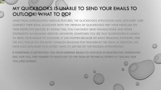 Why QuickBooks is Unable to Send Your Emails to Outlook and how to fix this issu