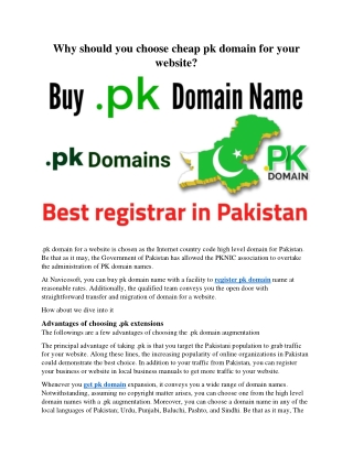 Why should you choose cheap pk domain for your website