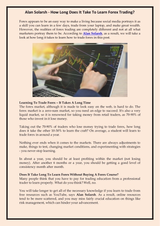 Alan Solarsh - How Long Does It Take To Learn Forex Trading