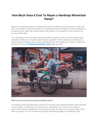How Much Does It Cost To Repair a Handicap Wheelchair Ramp