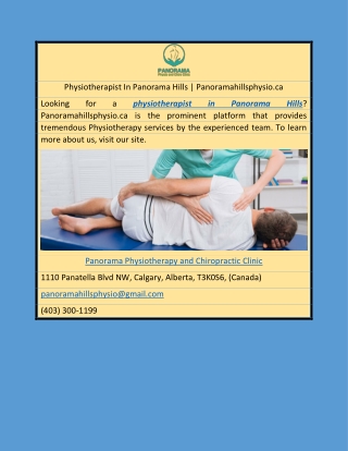 Physiotherapist In Panorama Hills | Panoramahillsphysio.ca