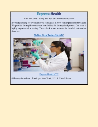 Walk In Covid Testing Site Nyc | Expresshealthnyc.com