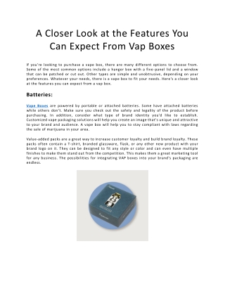 A Closer Look at the Features You Can Expect From Vap Boxes