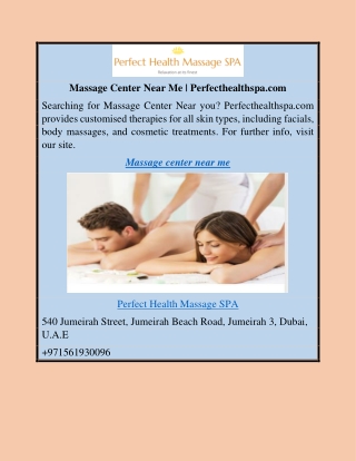 Massage Center Near Me | Perfecthealthspa.com