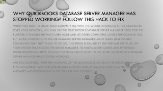 Here’s what you should do when QuickBooks Database Server Manager Has Stopped Working