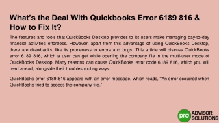 Read this short guide till the end to quickly fix the QuickBooks error 6189 816