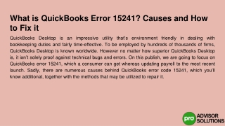 Why should you and how can you resolve this QuickBooks error 15241