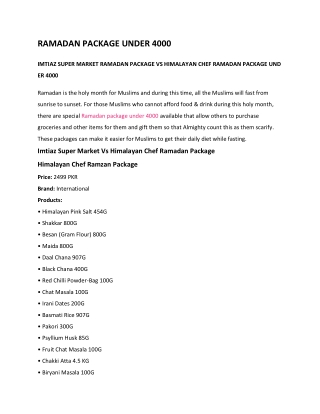 RAMADAN PACKAGE UNDER 4000
