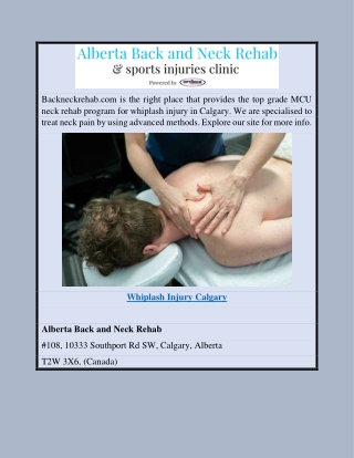 Whiplash Injury Calgary | Backneckrehab.com