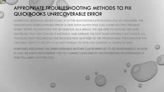 An easy method to resolve  QuickBooks Unrecoverable Error