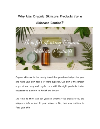 Why Use Organic Skincare Products for a Skincare Routine