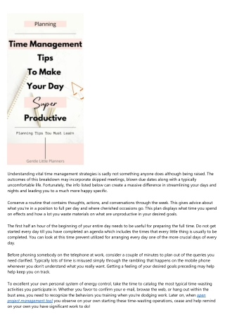 Why Time Management Can Be Something You Must Assist