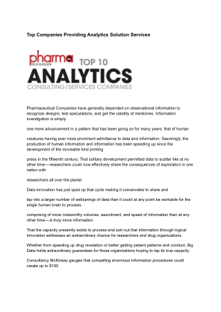 Top Companies Providing Analytics Solution Services