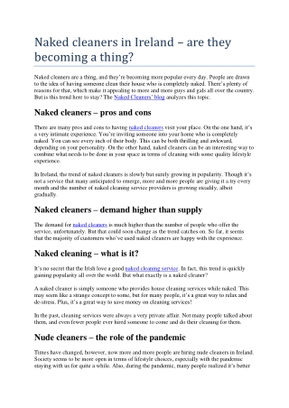 Naked cleaners in Ireland - article for publishing