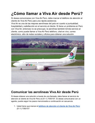 ¿Cómo llamar a Viva Air desde Perú (1)