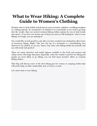 What to Wear Hiking_ A Complete Guide to Women’s Clothing
